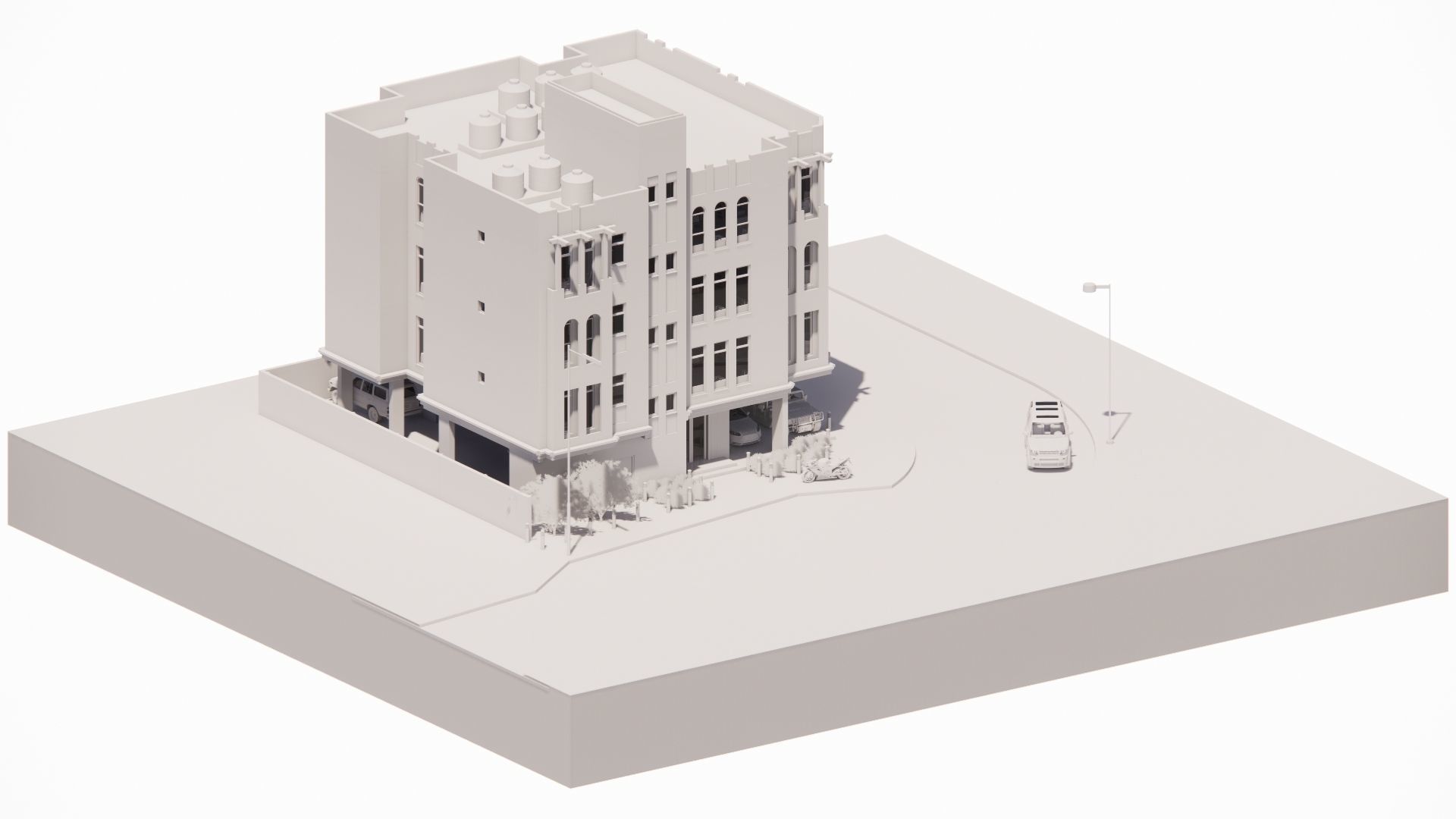 Residential building G plus 3 with ground parking in Revit 3D model_8
