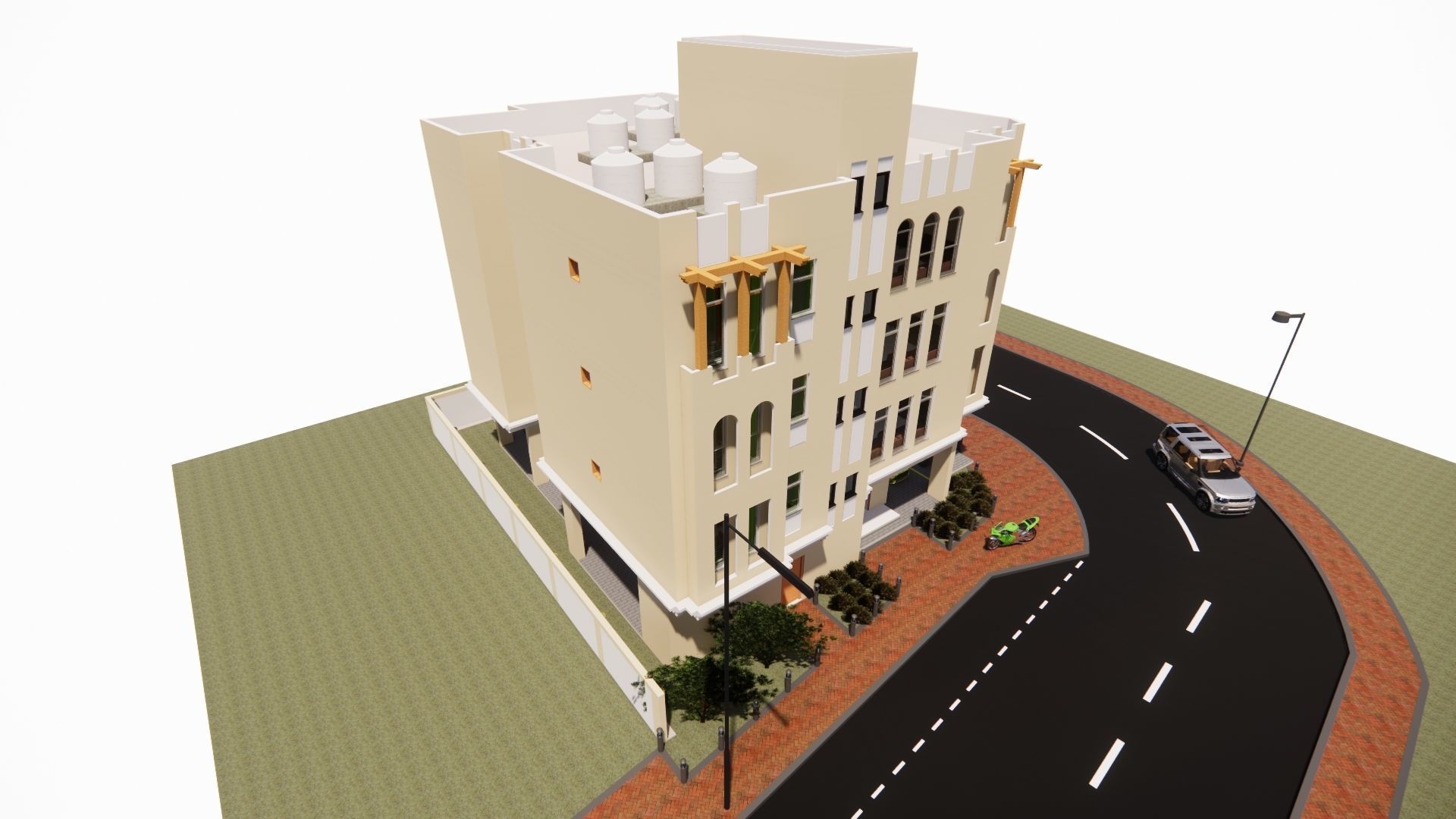Residential building G plus 3 with ground parking in Revit 3D model_5