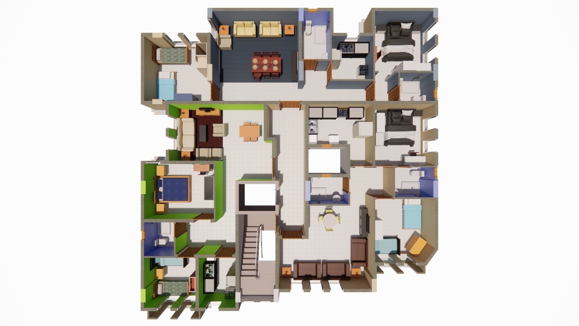 Residential building G plus 3 with ground parking in Revit 3D model_9
