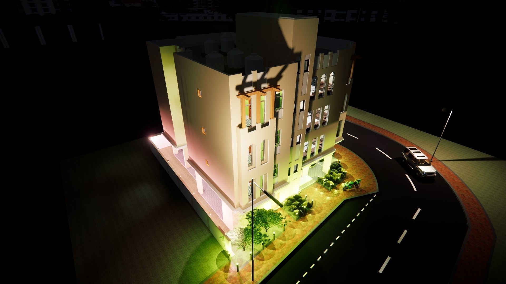 Residential building G plus 3 with ground parking in Revit 3D model_6