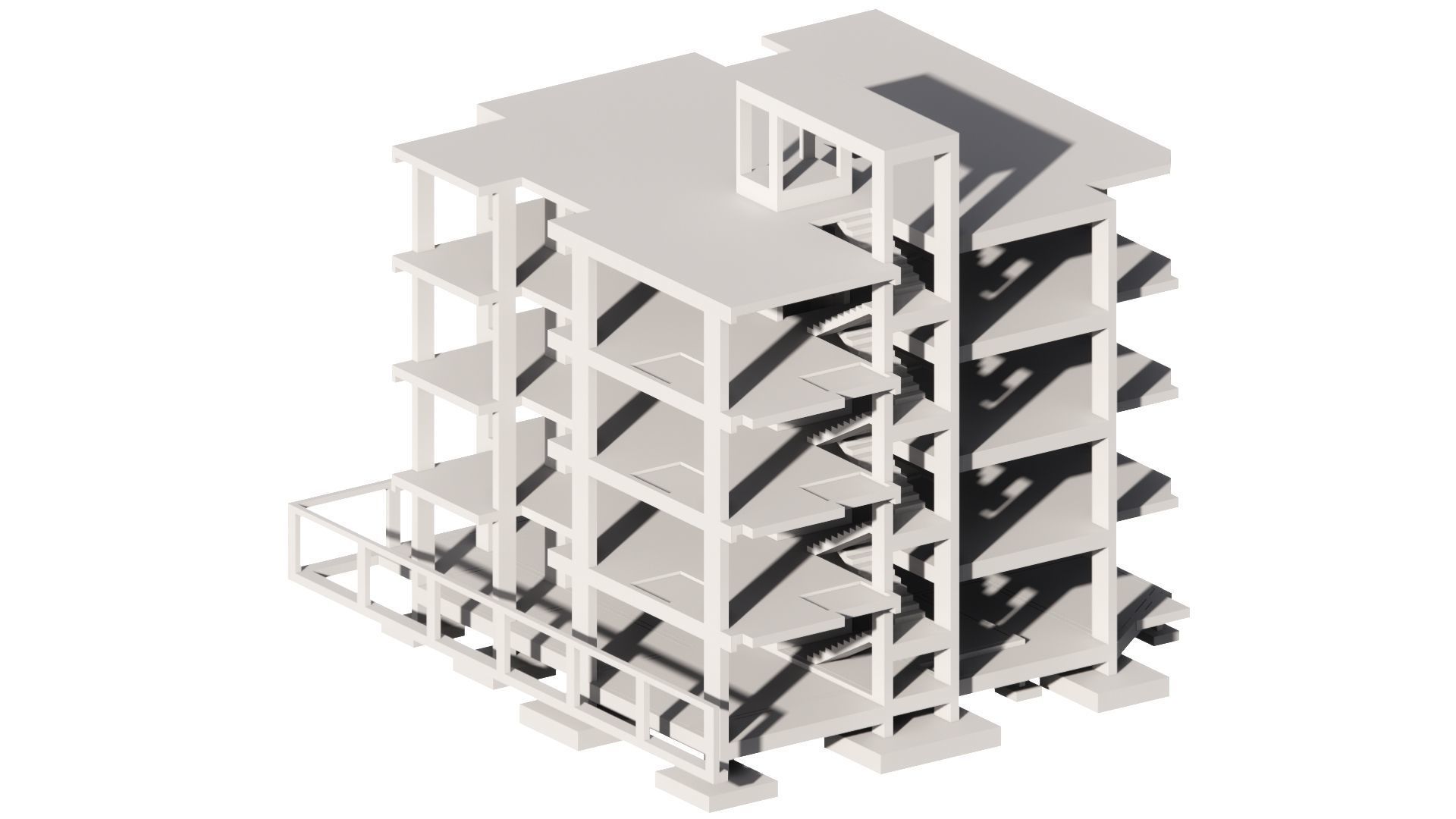 Residential building G plus 3 with ground parking in Revit 3D model_19