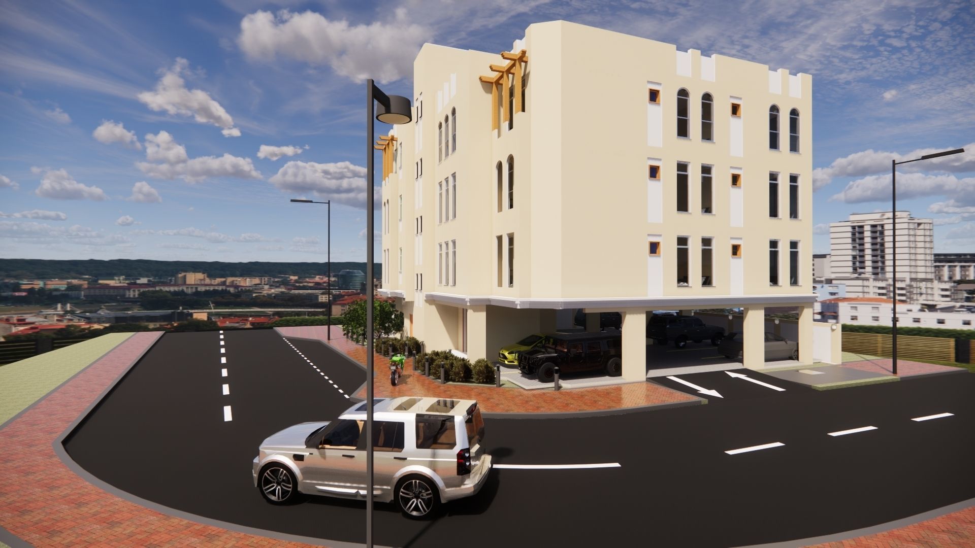 Residential building G plus 3 with ground parking in Revit 3D model_3