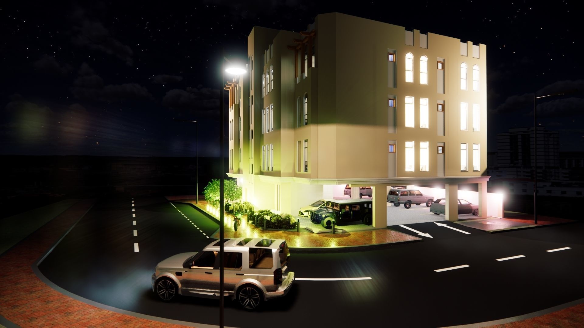 Residential building G plus 3 with ground parking in Revit 3D model_4