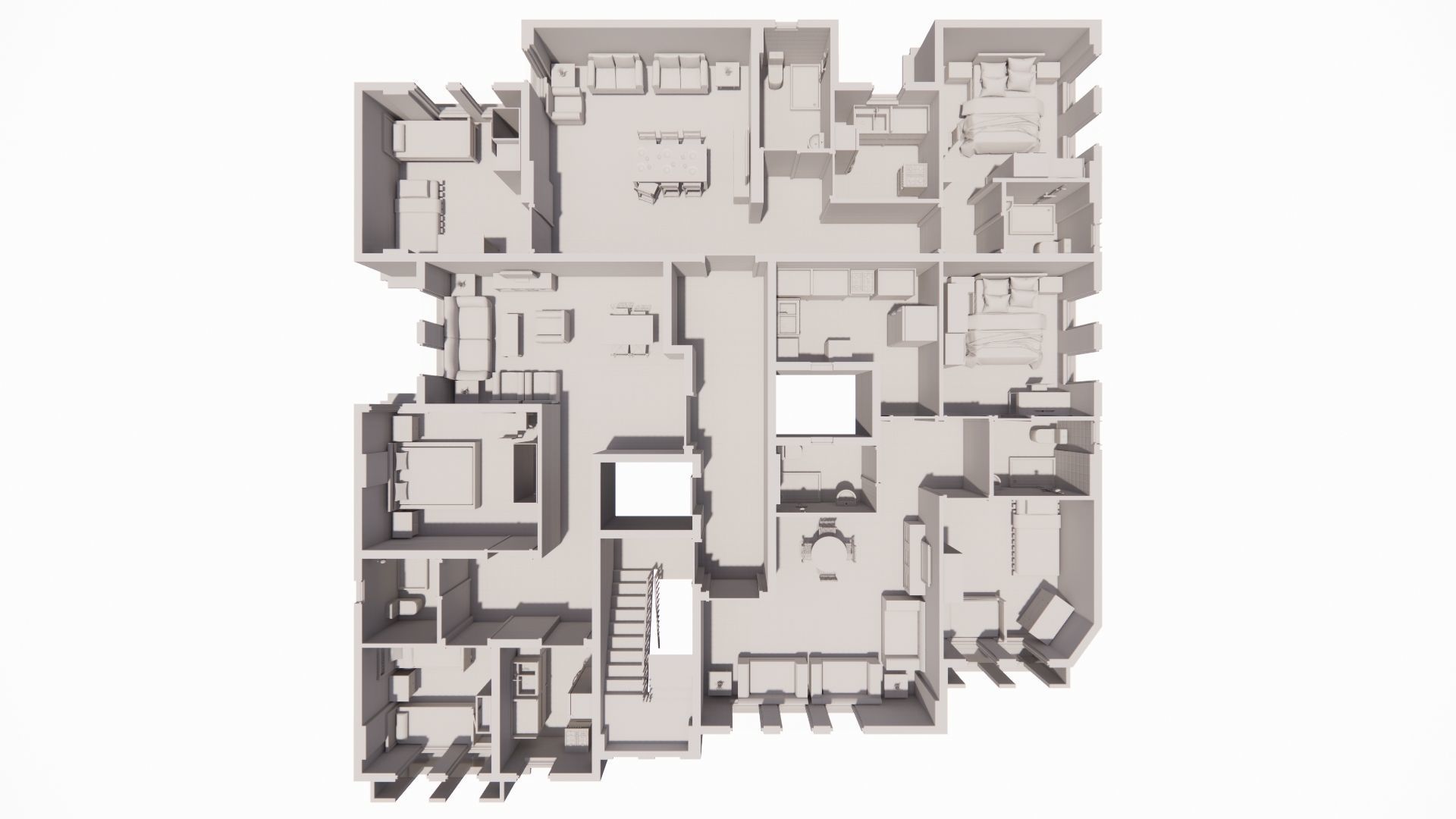 Residential building G plus 3 with ground parking in Revit 3D model_10