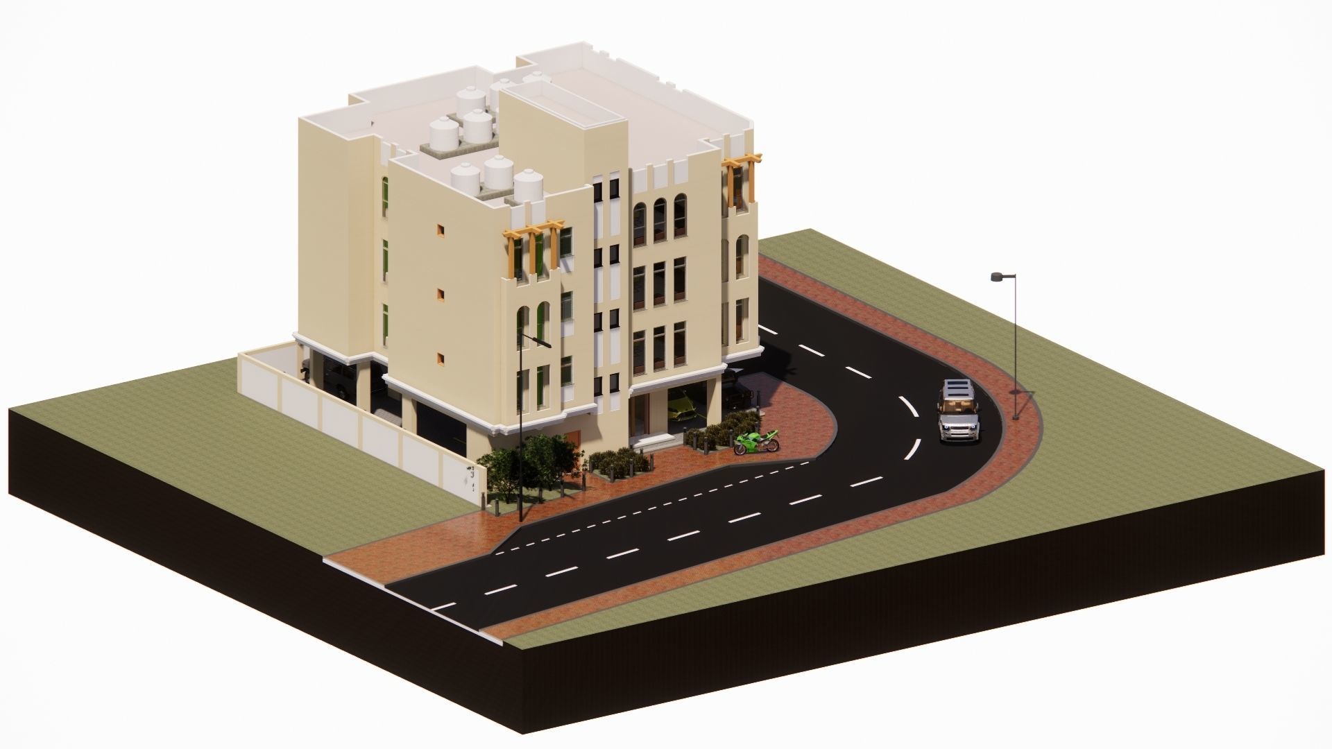 Residential building G plus 3 with ground parking in Revit 3D model_7