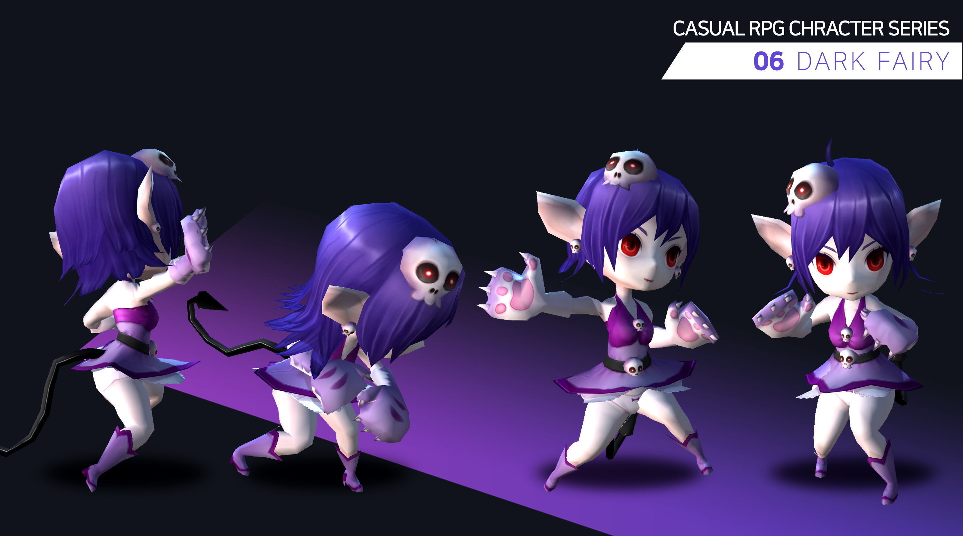 Casual RPG Monster - 6 Dark Fairy Low-poly 3D model_3