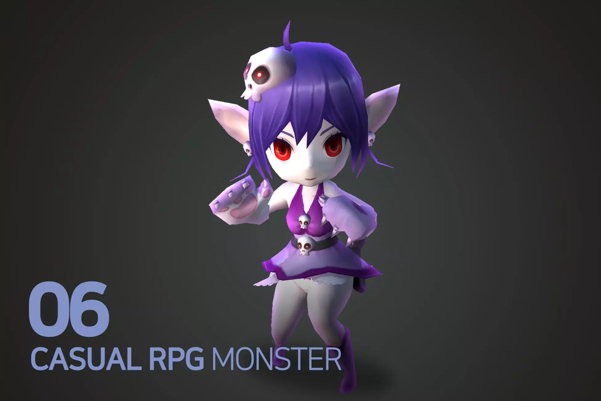 Casual RPG Monster - 6 Dark Fairy Low-poly 3D model_0