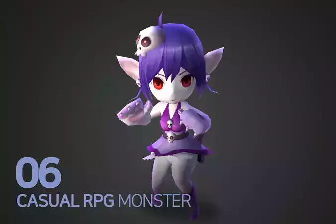 Casual RPG Monster - 6 Dark Fairy Low-poly 3D model
