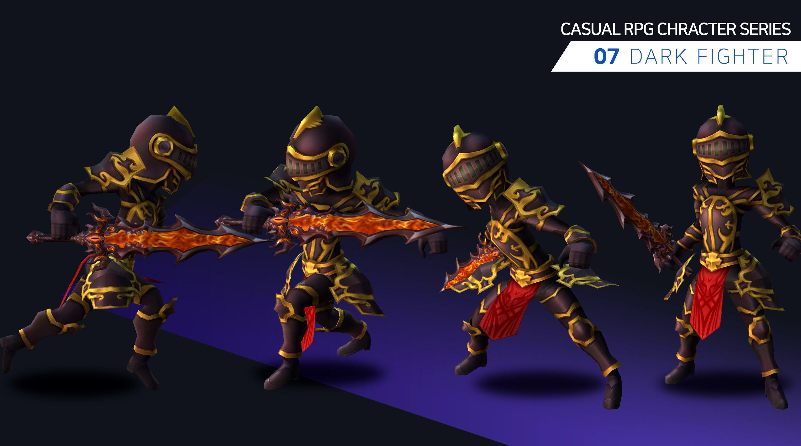 Casual RPG Monster - 7 Dark Fighter Low-poly 3D model_3