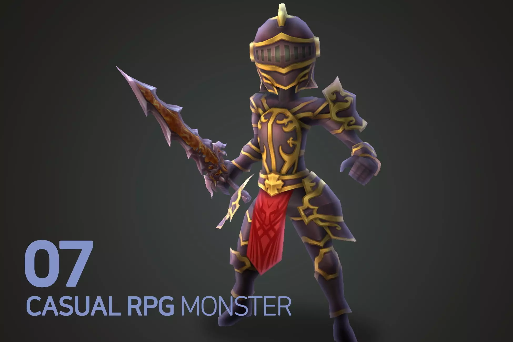 Casual RPG Monster - 7 Dark Fighter Low-poly 3D model_0
