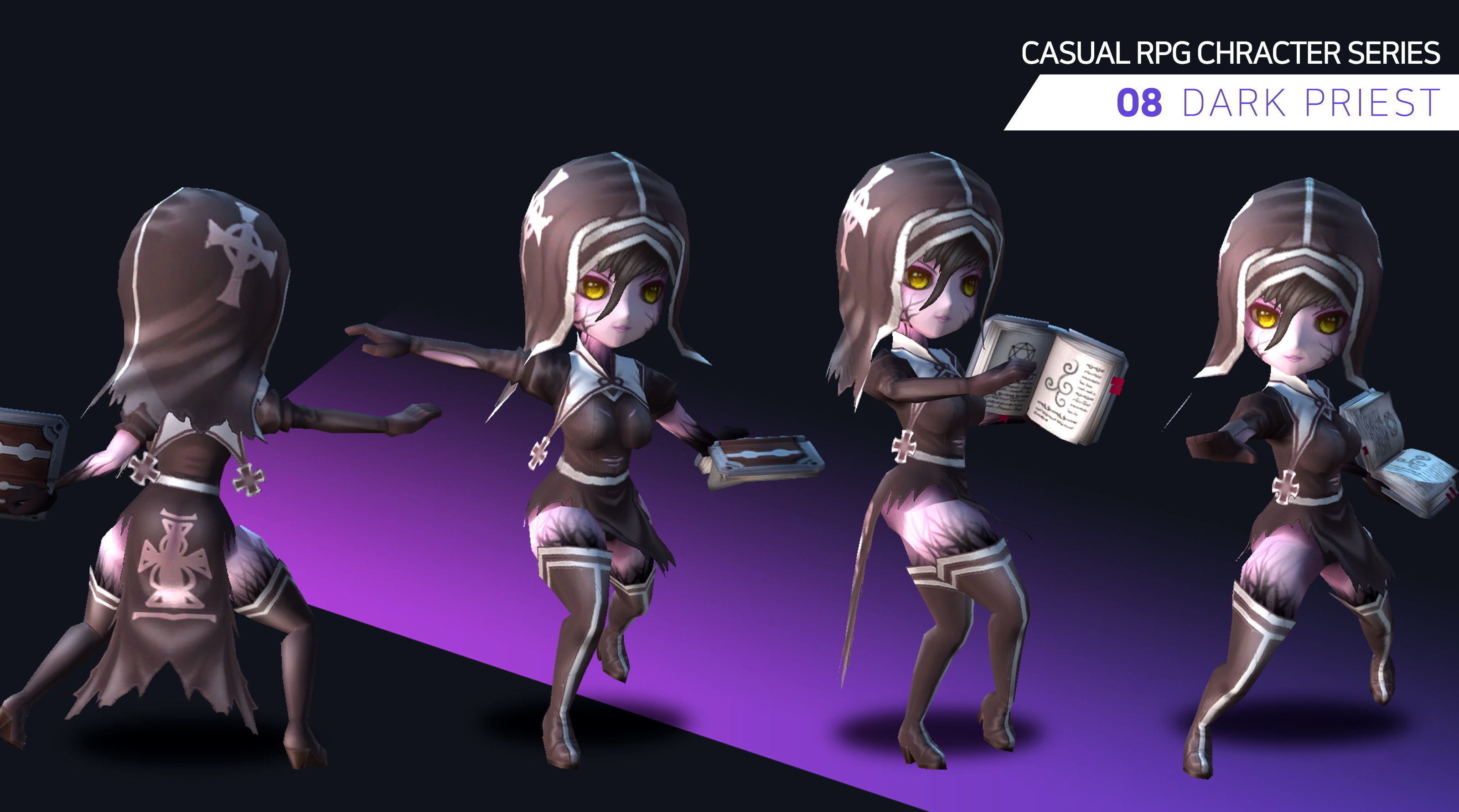 Casual RPG Monster - 8 Dark Priest Low-poly 3D model_3