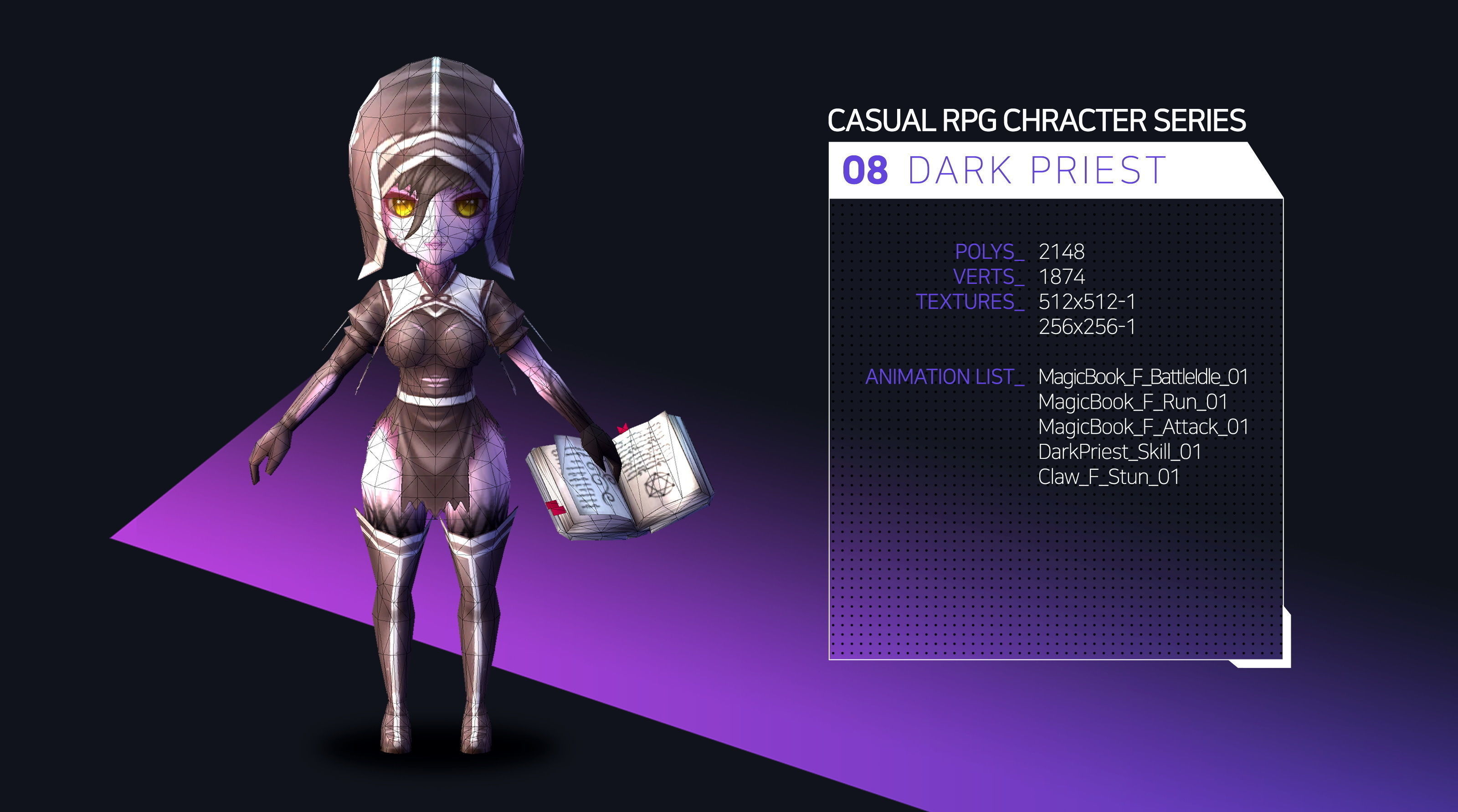 Casual RPG Monster - 8 Dark Priest Low-poly 3D model_2