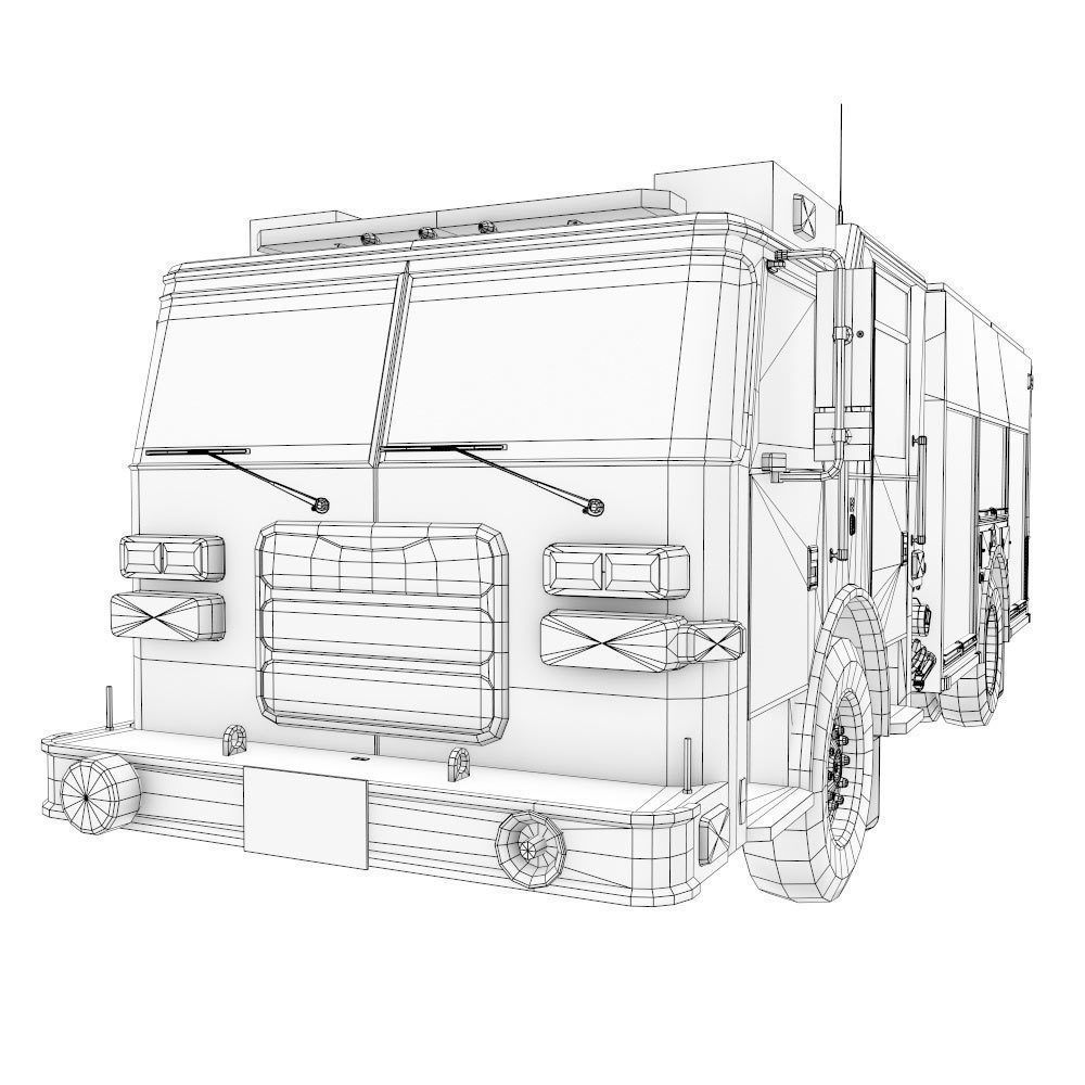 Fire truck fire engine truck PBR 3d model Low-poly 3D model_43