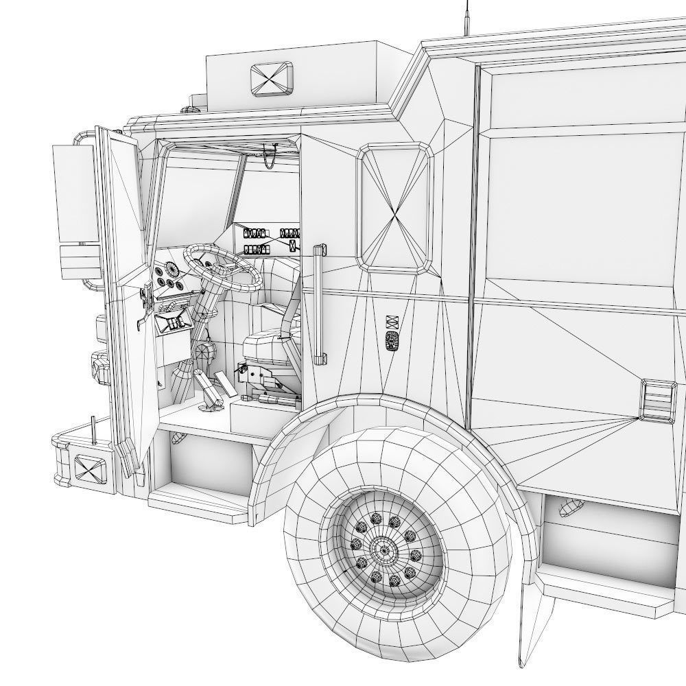 Fire truck fire engine truck PBR 3d model Low-poly 3D model_34