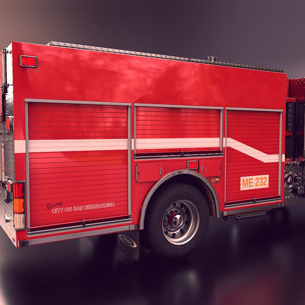 Fire truck fire engine truck PBR 3d model Low-poly 3D model_10