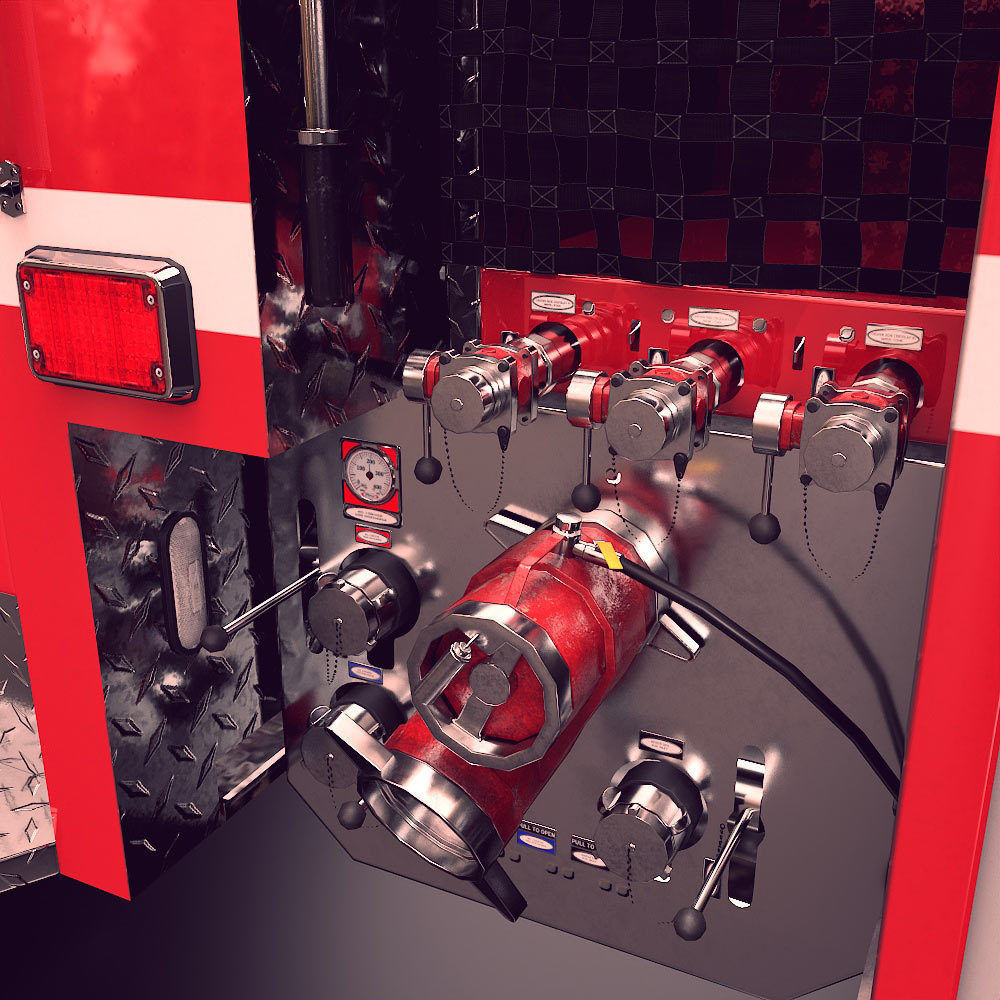 Fire truck fire engine truck PBR 3d model Low-poly 3D model_18