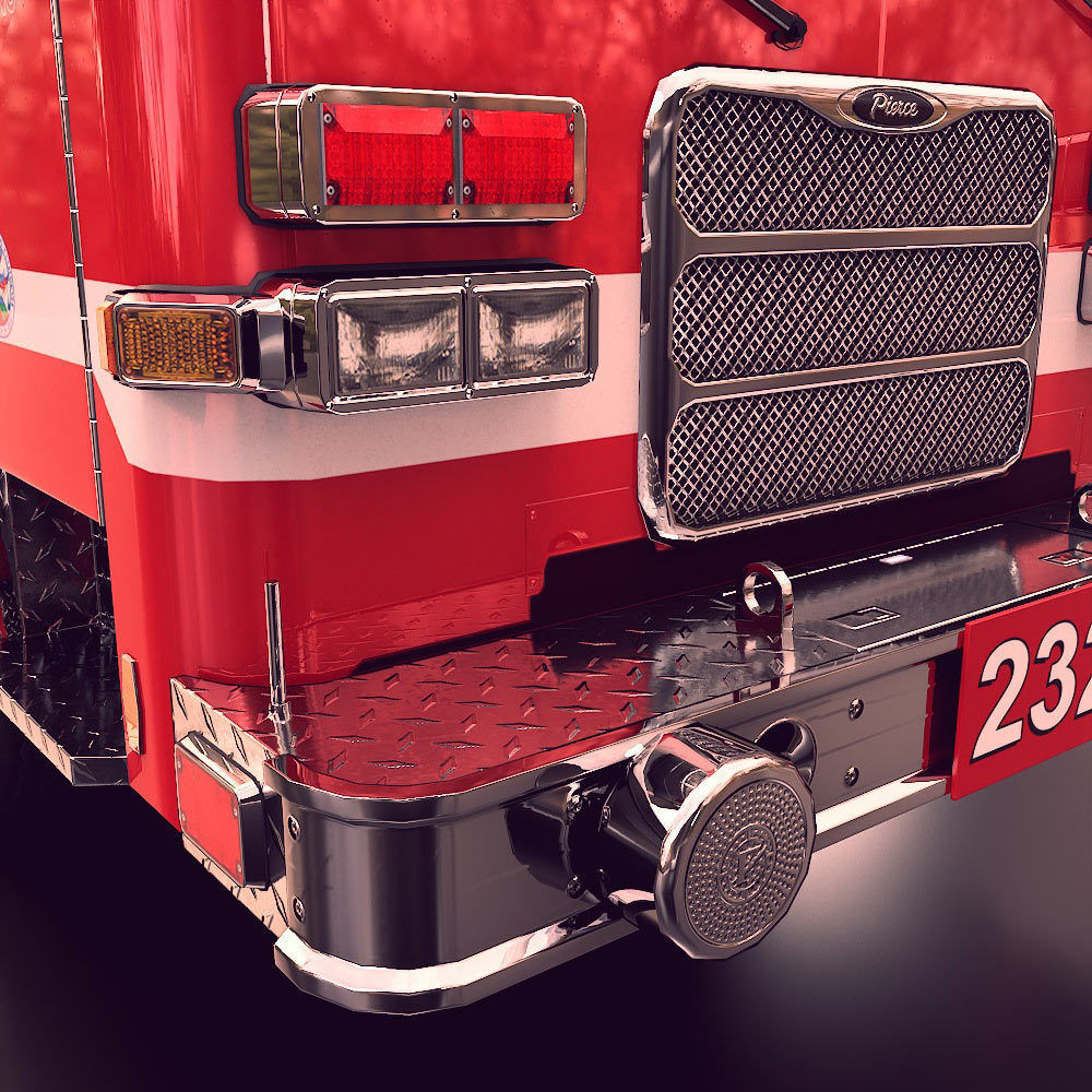 Fire truck fire engine truck PBR 3d model Low-poly 3D model_16
