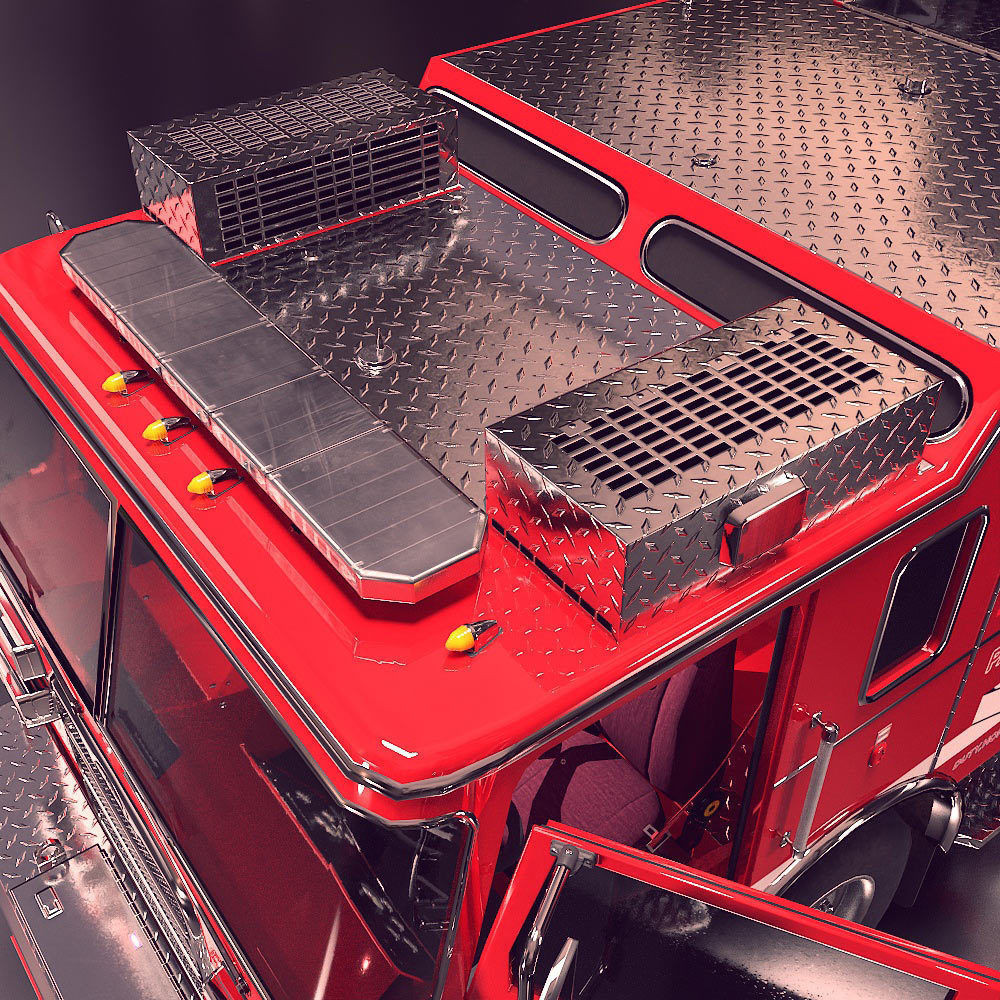 Fire truck fire engine truck PBR 3d model Low-poly 3D model_13