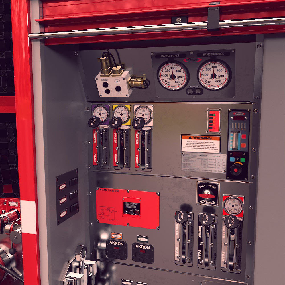 Fire truck fire engine truck PBR 3d model Low-poly 3D model_17