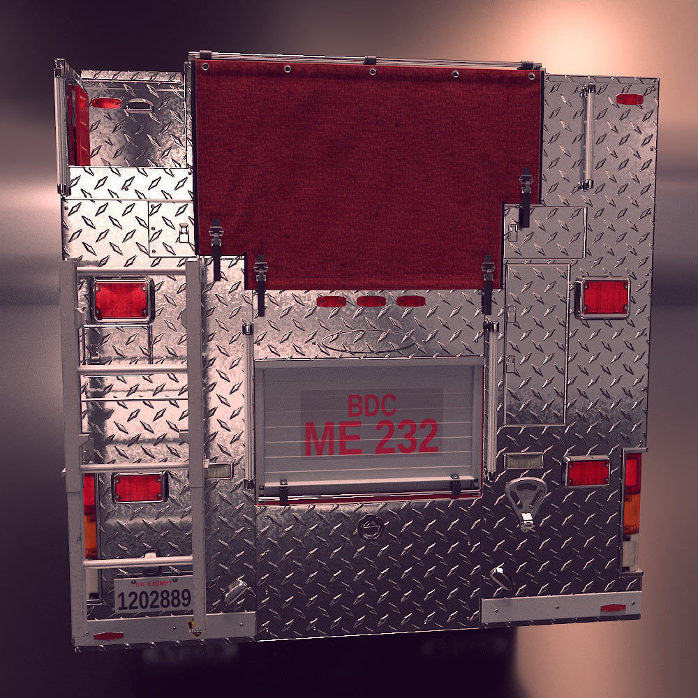 Fire truck fire engine truck PBR 3d model Low-poly 3D model_7