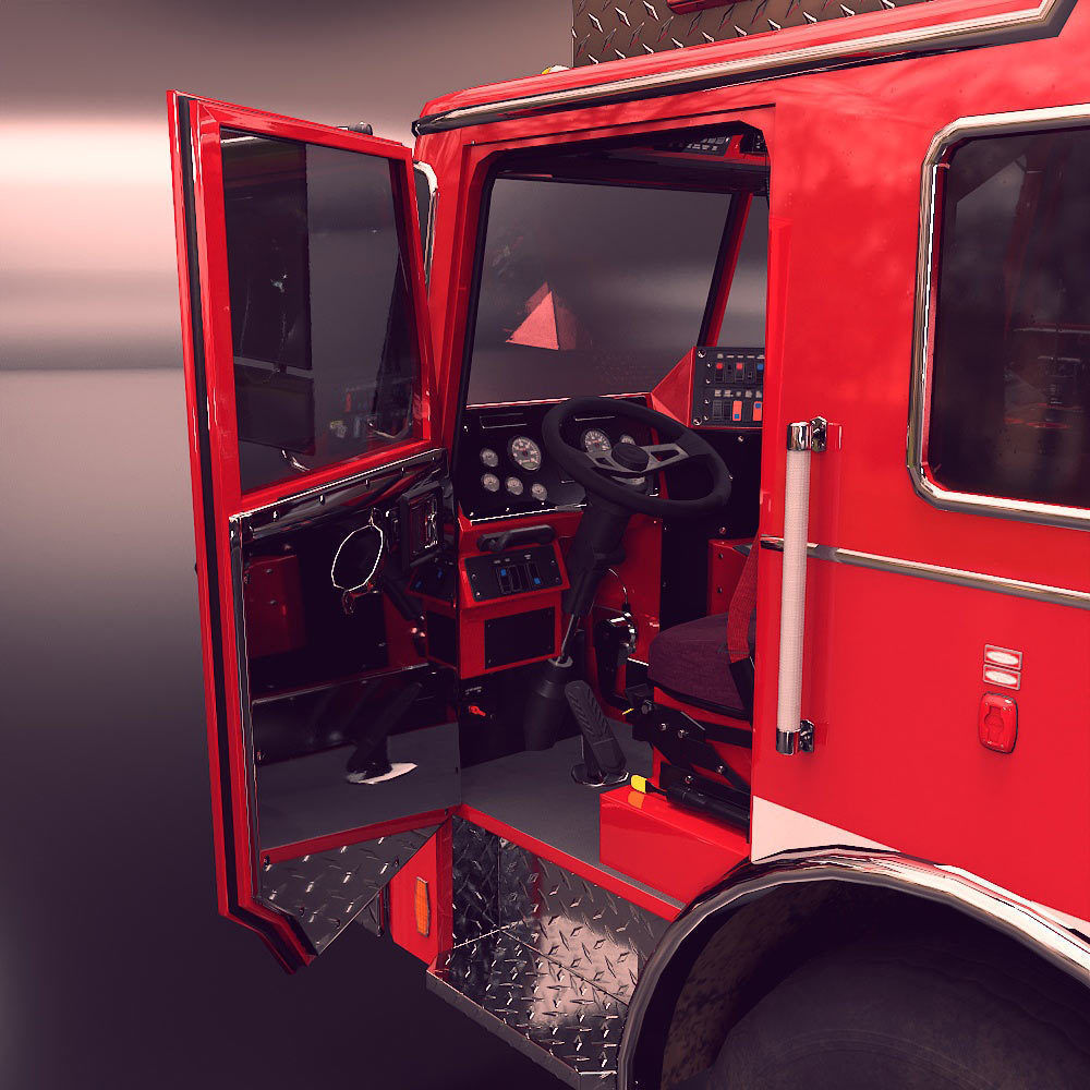 Fire truck fire engine truck PBR 3d model Low-poly 3D model_19