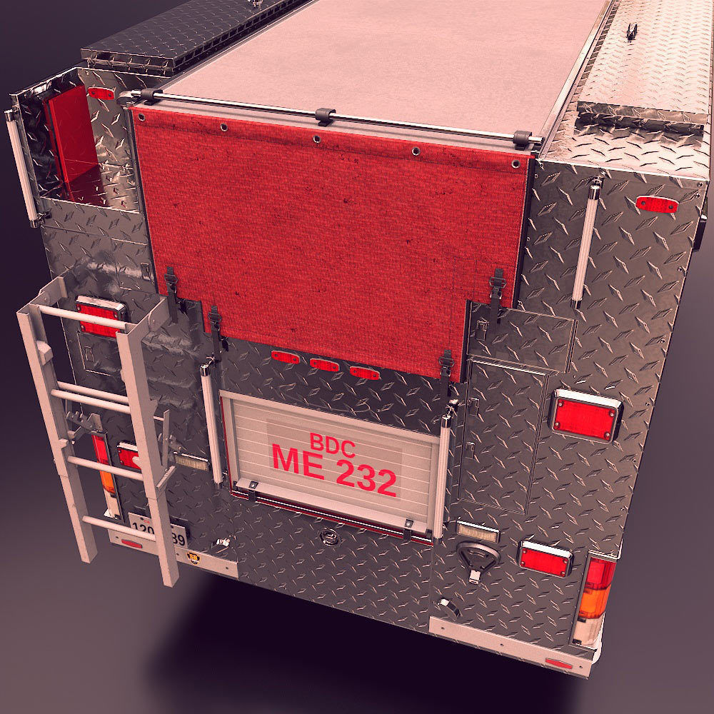 Fire truck fire engine truck PBR 3d model Low-poly 3D model_14