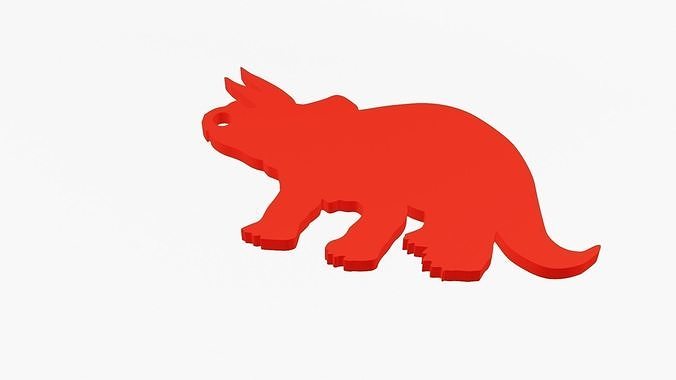 Simple triceratops dinosaur keychain or pendants for kid 3D print model