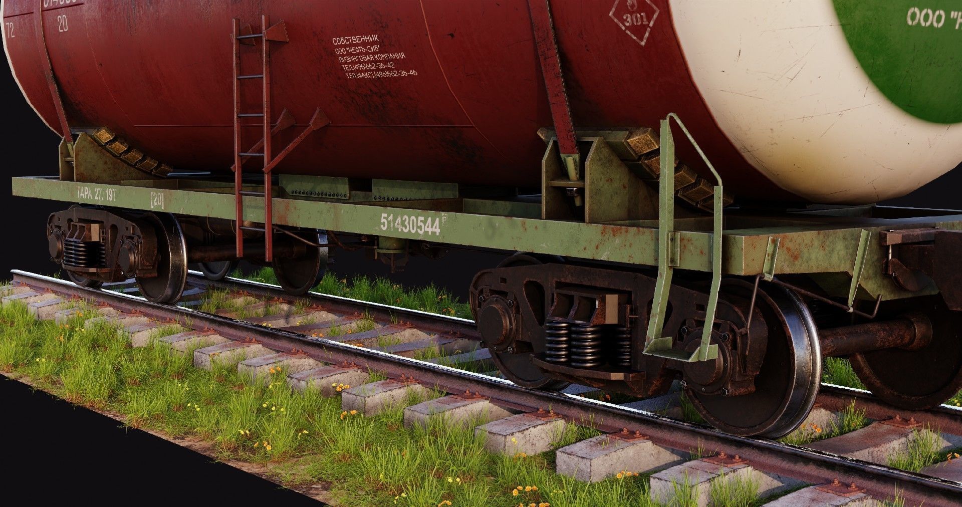 Old Russian Tank Wagon Low-poly 3D model_4