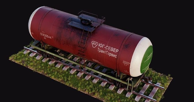 Old Russian Tank Wagon Low-poly 3D model 6