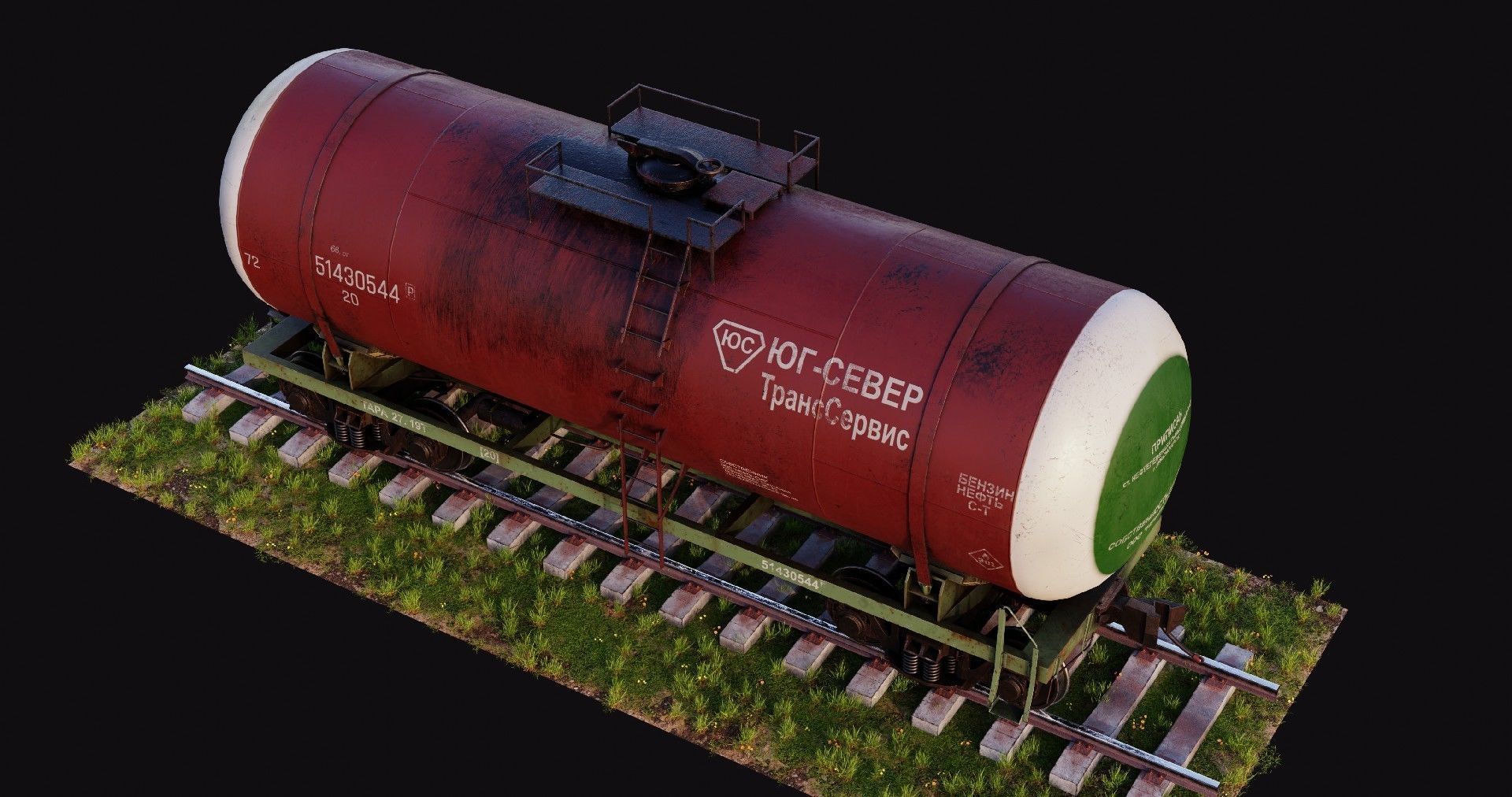 Old Russian Tank Wagon Low-poly 3D model_5