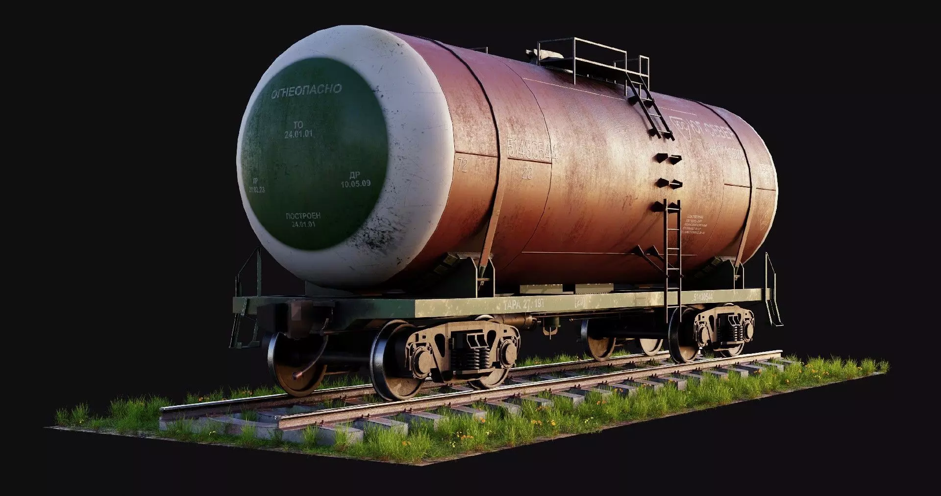 Old Russian Tank Wagon Low-poly 3D model_0