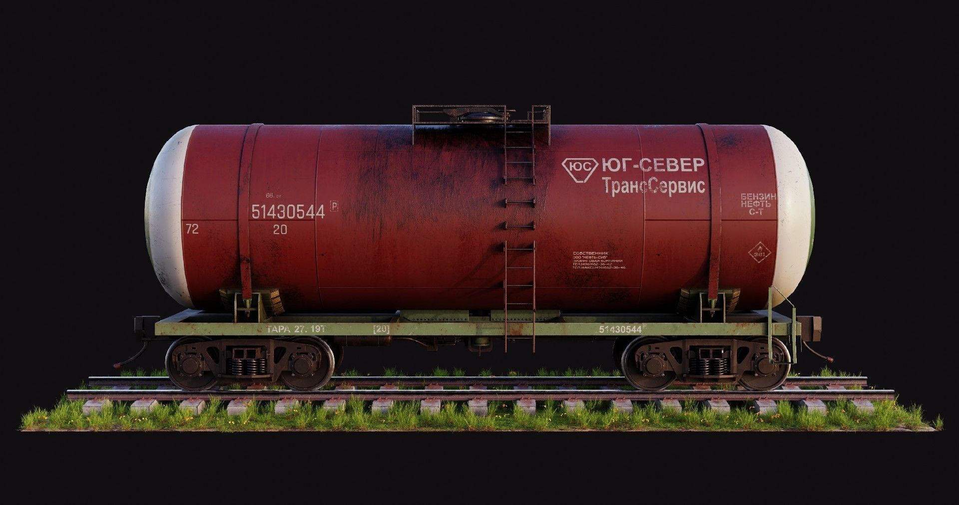 Old Russian Tank Wagon Low-poly 3D model_1