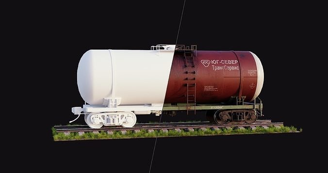 Old Russian Tank Wagon Low-poly 3D model 3