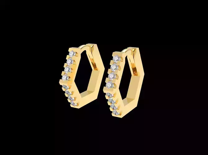  Hexagon Hoop Earring stl formats