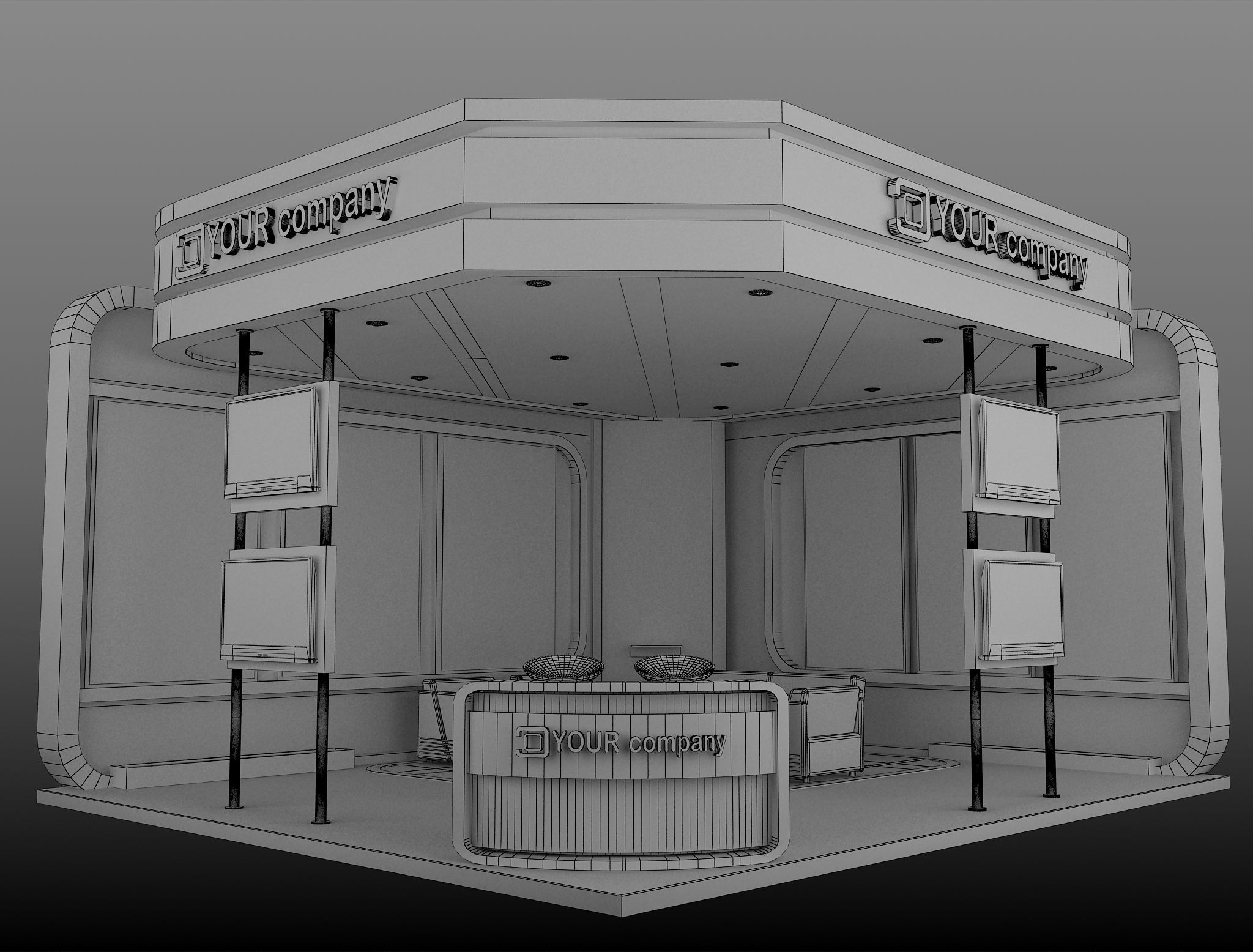 Booth Exhibition Stand a555b 3D model_1
