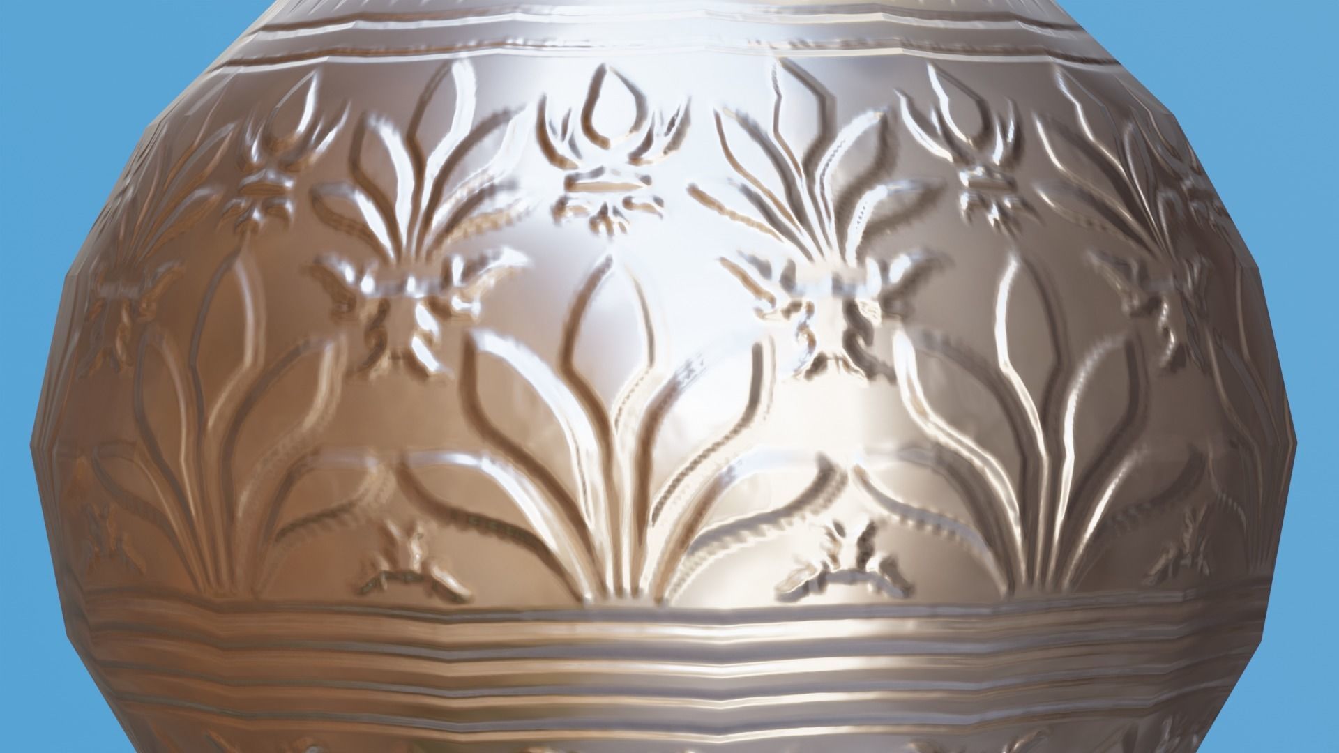 Ornate Silver Urn Low-poly 3D model_3