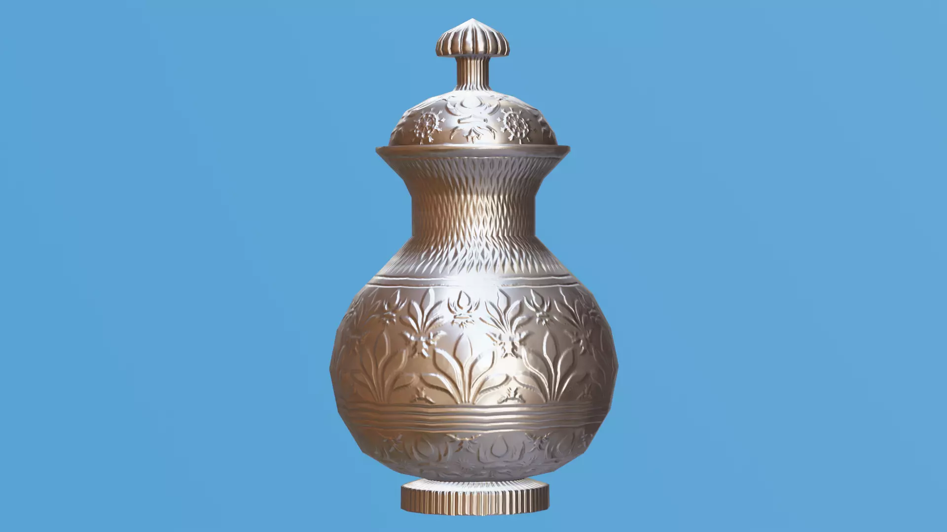 Ornate Silver Urn Low-poly 3D model_0