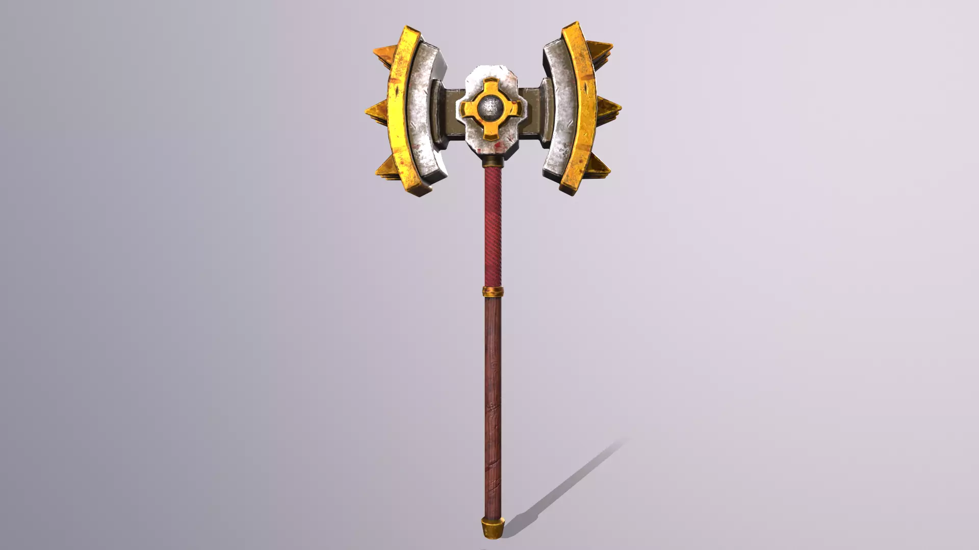 hammer 4 weapon with golden handle Low-poly 3D model