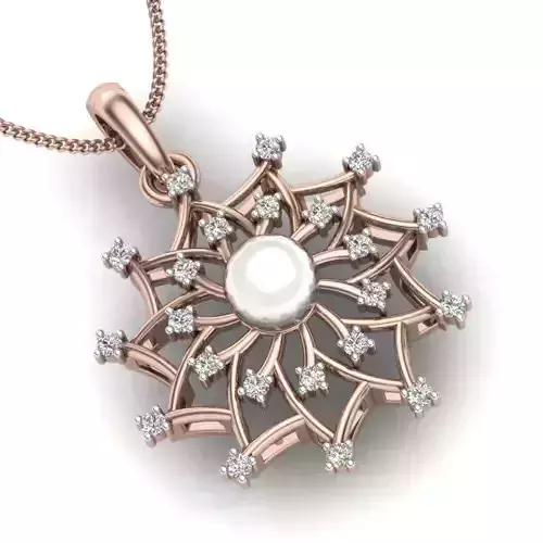 Pendant with pearl and diamonds