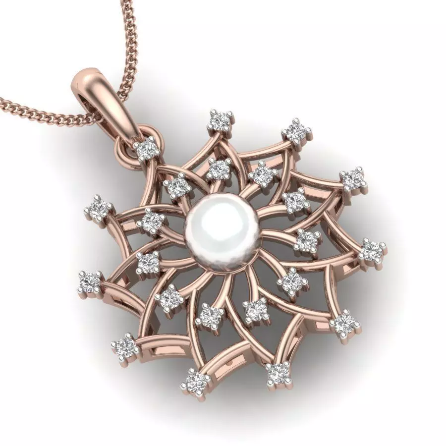 Pendant with pearl and diamonds 3D print model_0