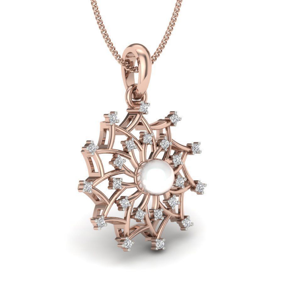 Pendant with pearl and diamonds 3D print model_15