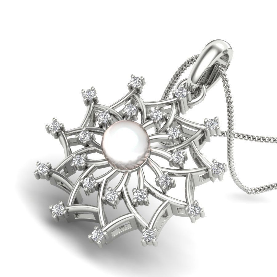 Pendant with pearl and diamonds 3D print model_16
