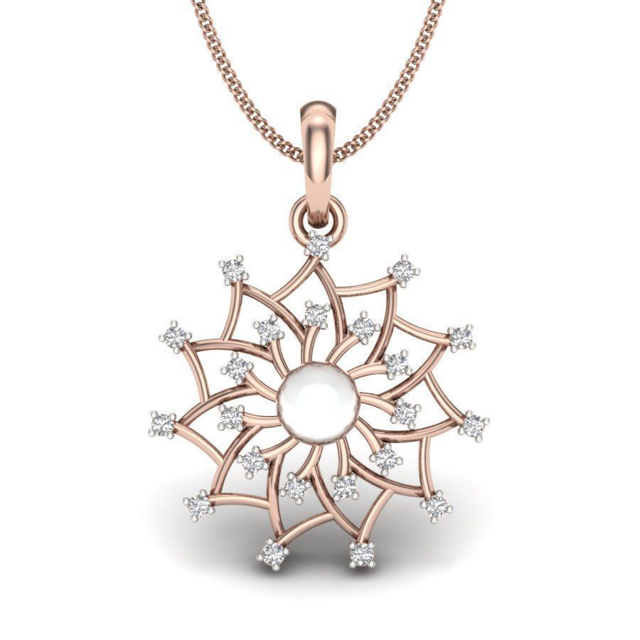 Pendant with pearl and diamonds 3D print model_11