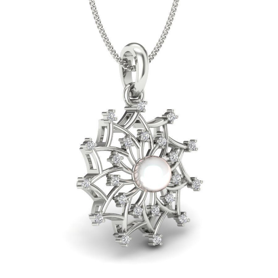 Pendant with pearl and diamonds 3D print model_6