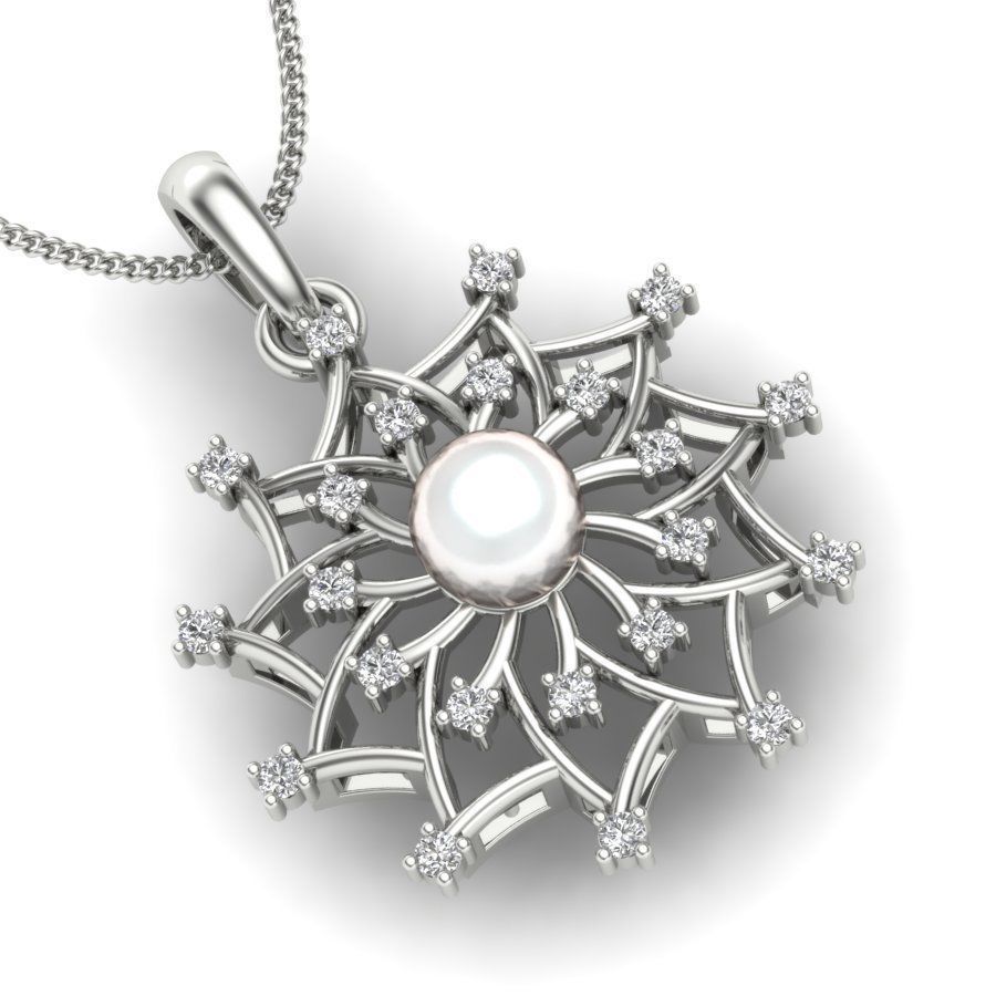 Pendant with pearl and diamonds 3D print model_5