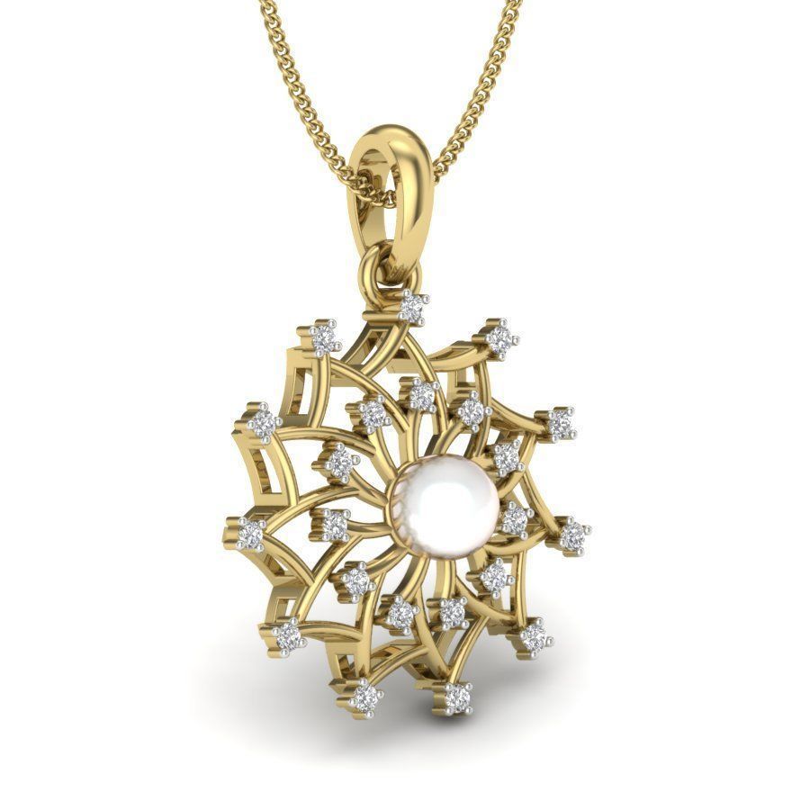 Pendant with pearl and diamonds 3D print model_12