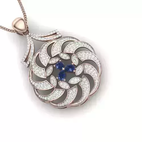 Pendant rose gold with sapphires
