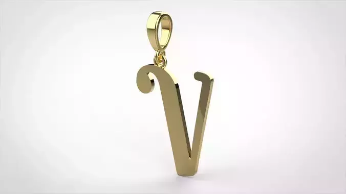 pendant alphabet Aerwyna  V small  3D print model