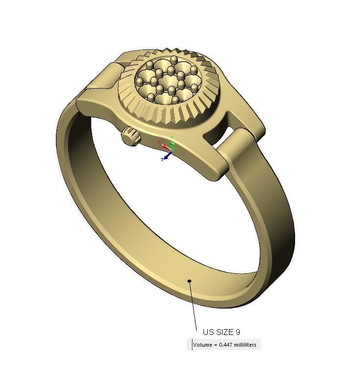 Diamond cluster watch ring US sizes 5to9 3D print model_16