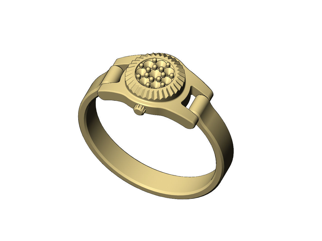 Diamond cluster watch ring US sizes 5to9 3D print model_6